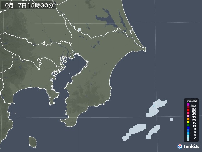 千葉県の雨雲レーダー(2020年06月07日)