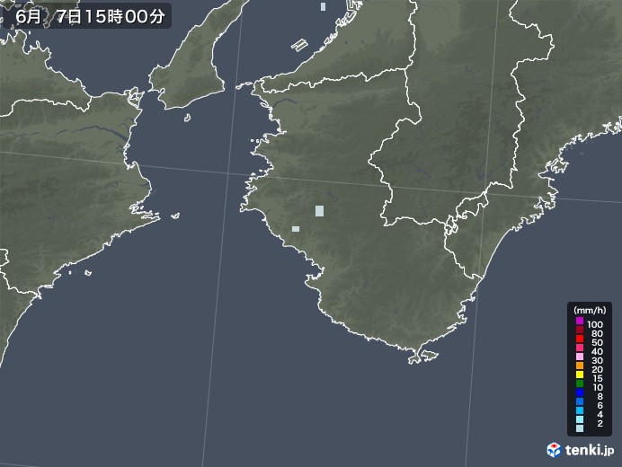 和歌山県の雨雲レーダー(2020年06月07日)