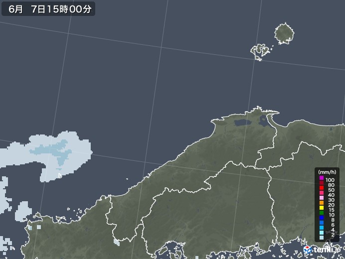 島根県の雨雲レーダー(2020年06月07日)