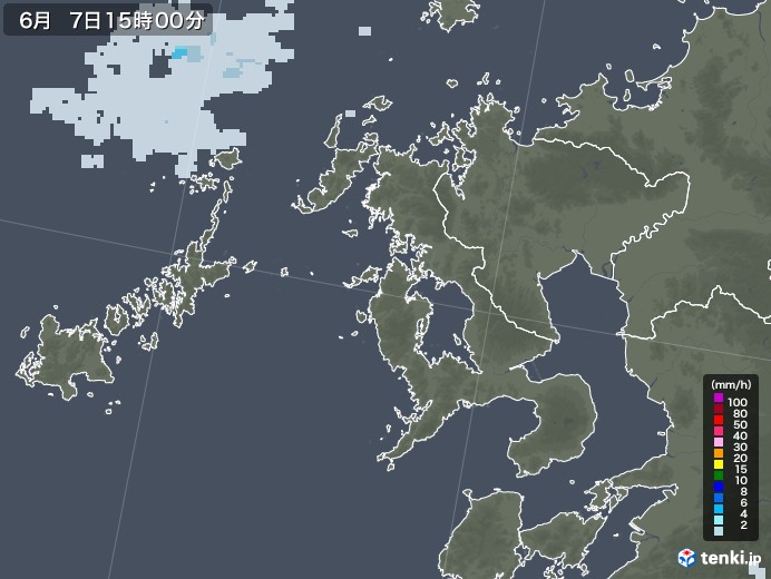 長崎県の雨雲レーダー(2020年06月07日)