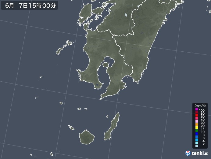 鹿児島県の雨雲レーダー(2020年06月07日)