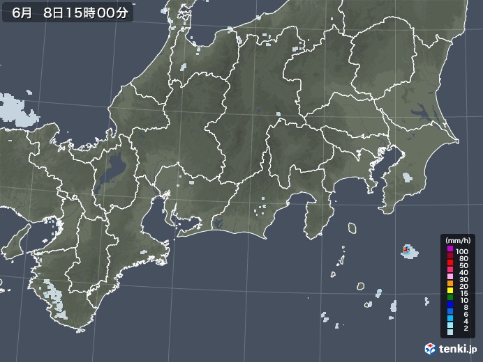 東海地方の雨雲レーダー(2020年06月08日)