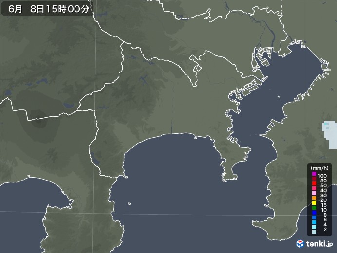 神奈川県の雨雲レーダー(2020年06月08日)