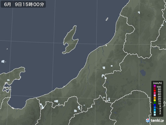 新潟県の雨雲レーダー(2020年06月09日)