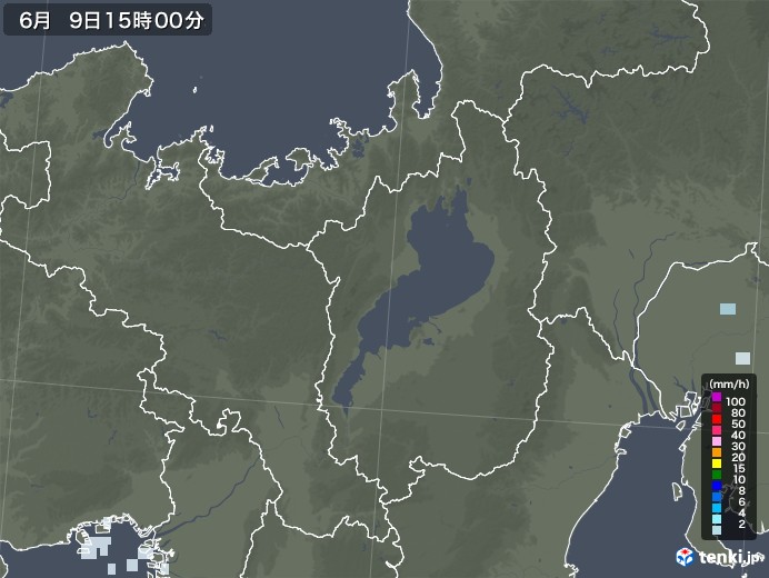 滋賀県の雨雲レーダー(2020年06月09日)