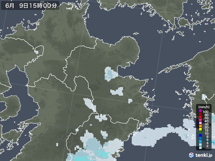 大分県の雨雲レーダー(2020年06月09日)