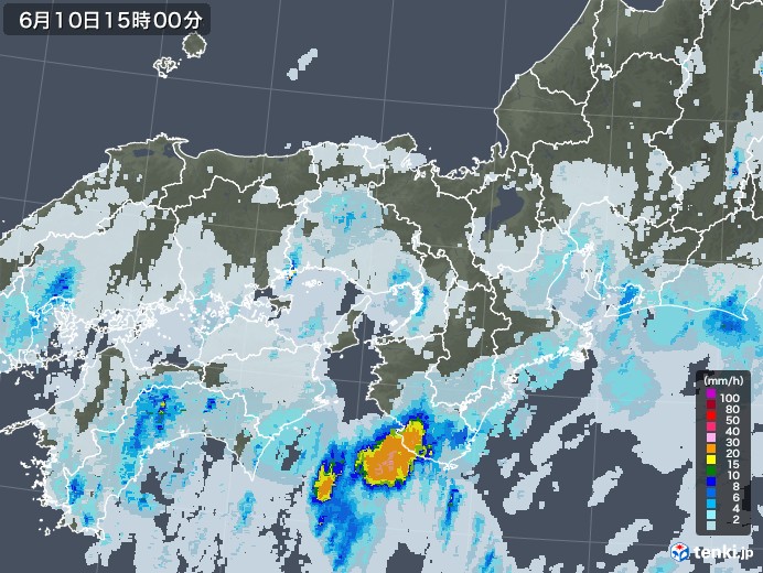 近畿地方の雨雲レーダー(2020年06月10日)