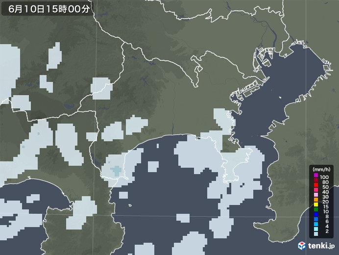 神奈川県の雨雲レーダー(2020年06月10日)