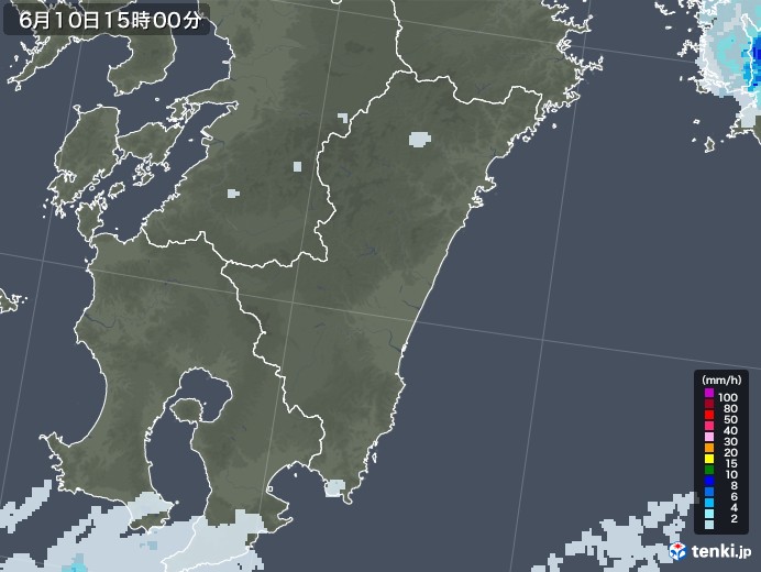 宮崎県の雨雲レーダー(2020年06月10日)