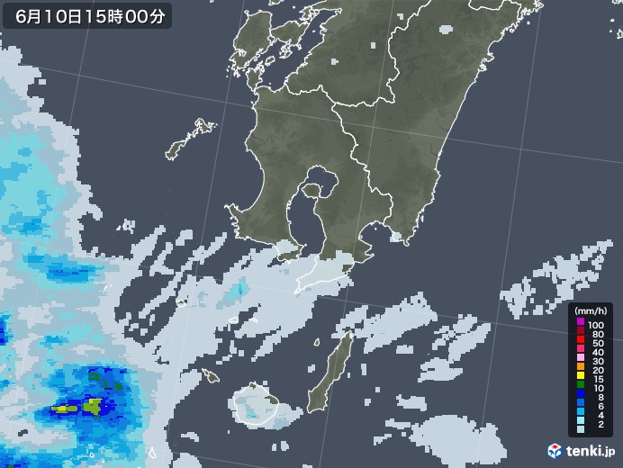 鹿児島県の雨雲レーダー(2020年06月10日)