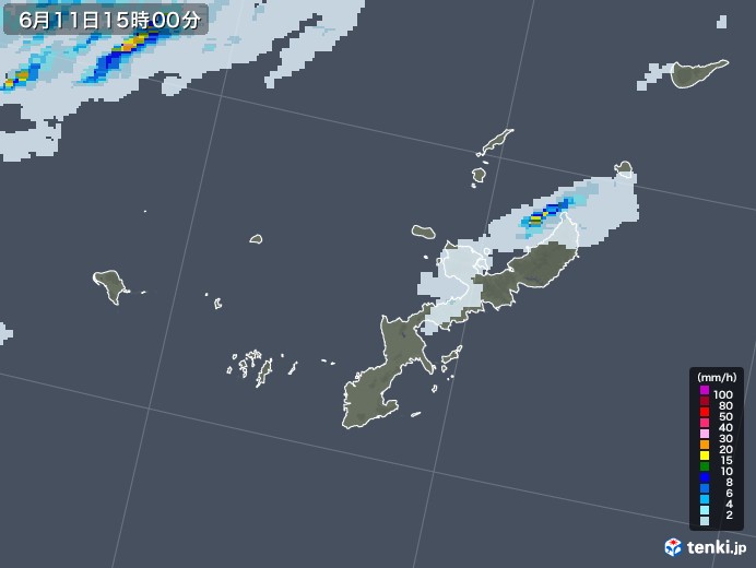 沖縄県の雨雲レーダー(2020年06月11日)
