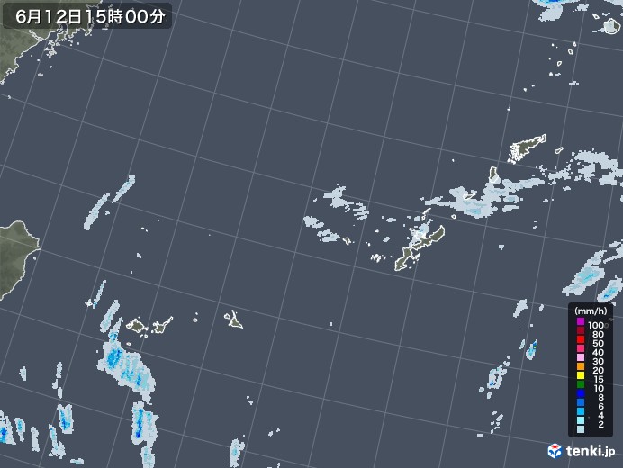 沖縄地方の雨雲レーダー(2020年06月12日)