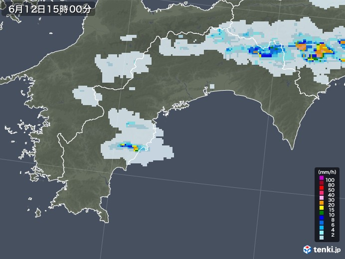 高知県の雨雲レーダー(2020年06月12日)