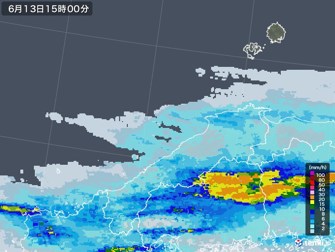 島根県の過去の雨雲レーダー 年06月13日 日本気象協会 Tenki Jp