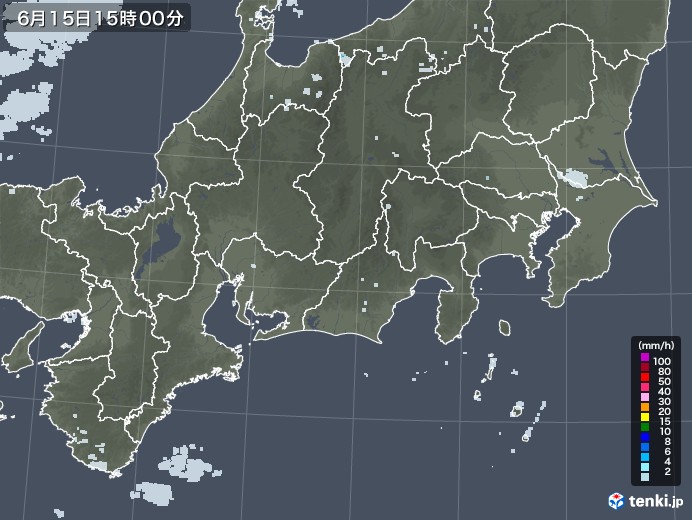 東海地方の雨雲レーダー(2020年06月15日)