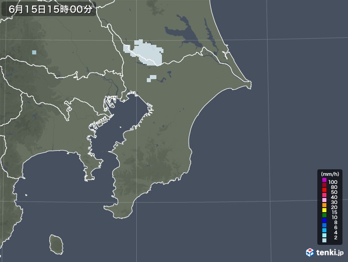 千葉県の雨雲レーダー(2020年06月15日)