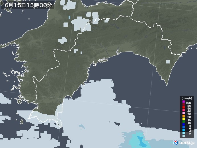 高知県の雨雲レーダー(2020年06月15日)