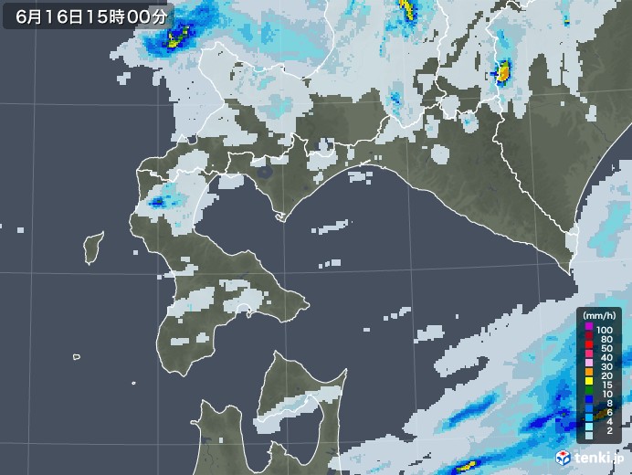 道南の雨雲レーダー(2020年06月16日)