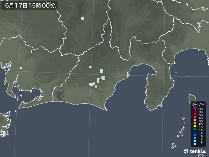 静岡県の雨雲レーダー(2020年06月17日)