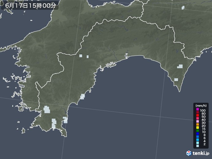 高知県の雨雲レーダー(2020年06月17日)