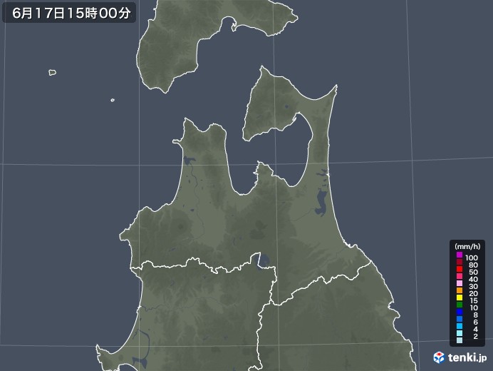 青森県の雨雲レーダー(2020年06月17日)