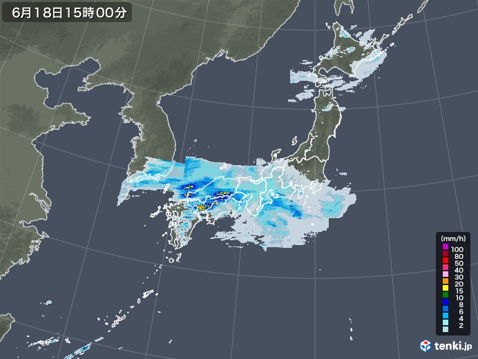雨雲レーダー(2020年06月18日)