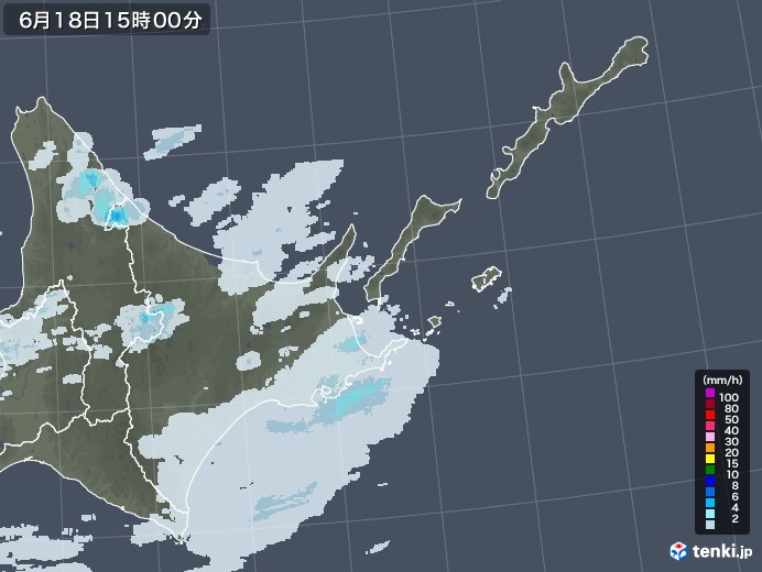 道東の雨雲レーダー(2020年06月18日)