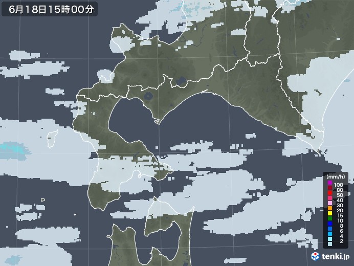 道南の雨雲レーダー(2020年06月18日)