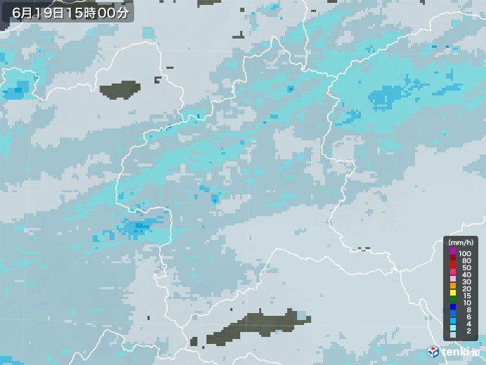 群馬県の雨雲レーダー(2020年06月19日)