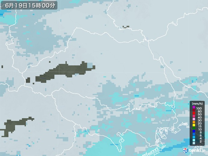 埼玉県の雨雲レーダー(2020年06月19日)