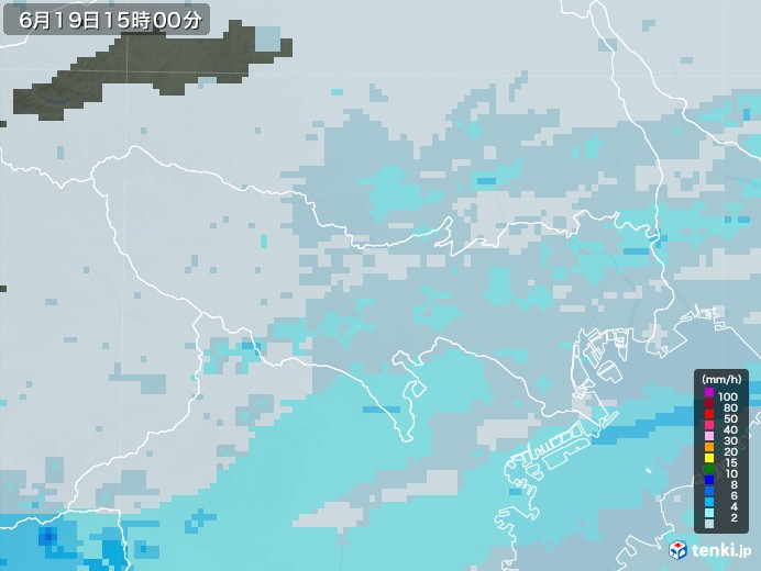 東京都の雨雲レーダー(2020年06月19日)