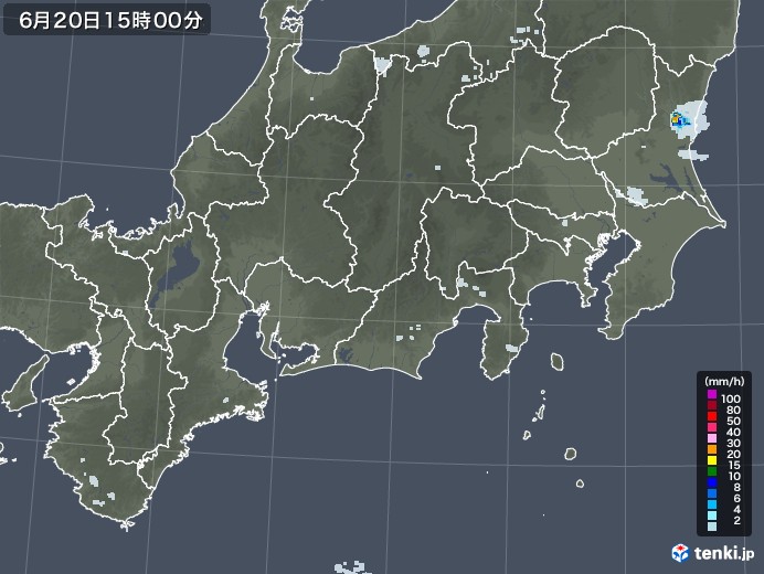 東海地方の雨雲レーダー(2020年06月20日)