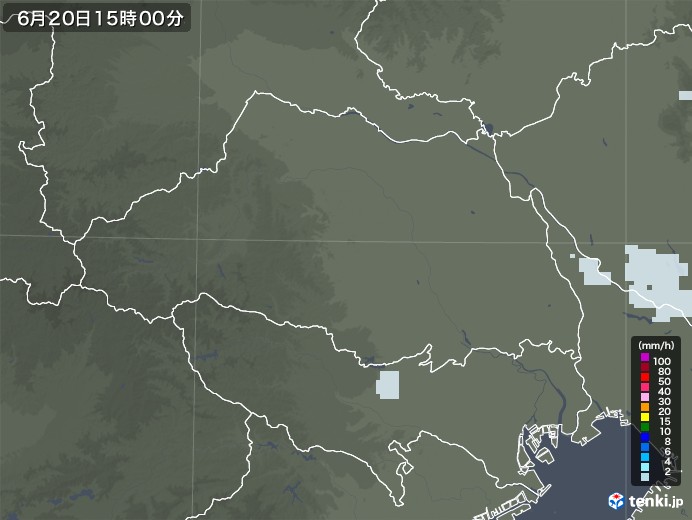 埼玉県の雨雲レーダー(2020年06月20日)