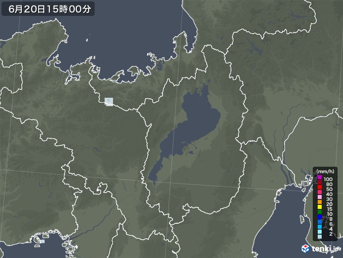 滋賀県の雨雲レーダー(2020年06月20日)