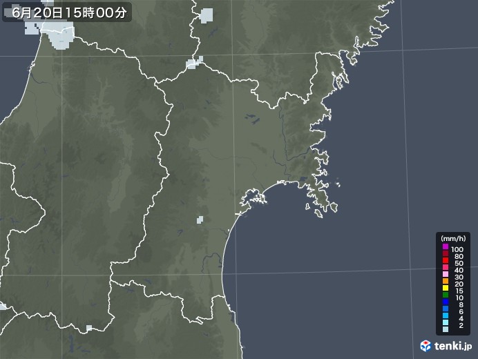 宮城県の雨雲レーダー(2020年06月20日)