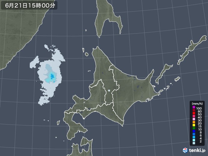 北海道地方の雨雲レーダー(2020年06月21日)