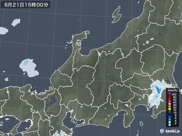 北陸地方の雨雲レーダー(2020年06月21日)