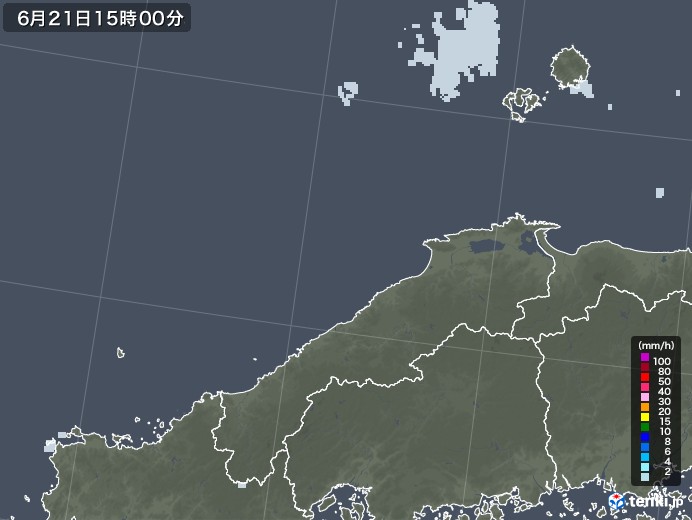 島根県の雨雲レーダー(2020年06月21日)