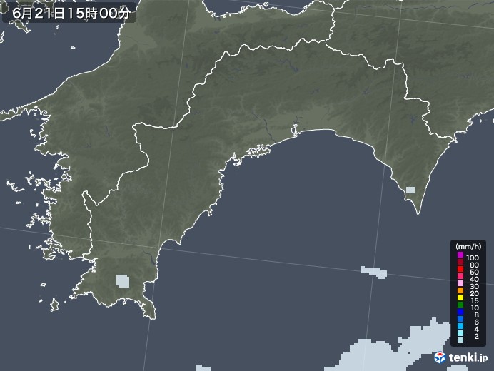 高知県の雨雲レーダー(2020年06月21日)