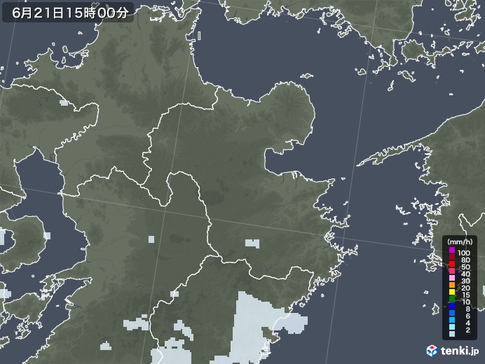 大分県の雨雲レーダー(2020年06月21日)
