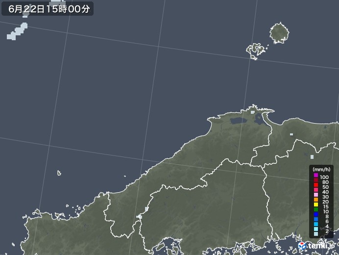 島根県の雨雲レーダー(2020年06月22日)