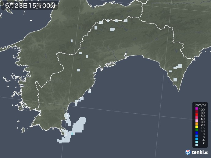 高知県の雨雲レーダー(2020年06月23日)