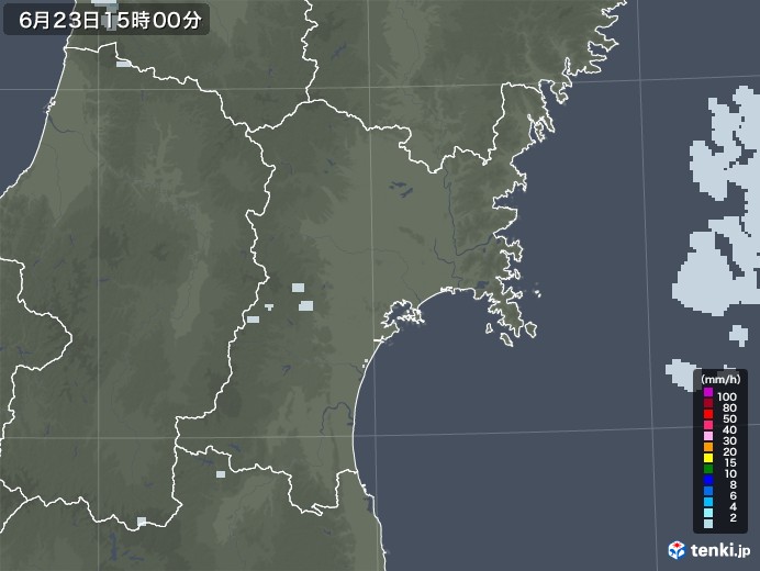 宮城県の雨雲レーダー(2020年06月23日)