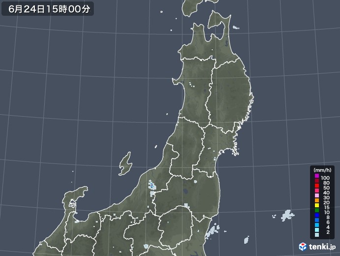 東北地方の雨雲レーダー(2020年06月24日)