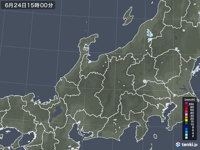 北陸地方の雨雲レーダー(2020年06月24日)