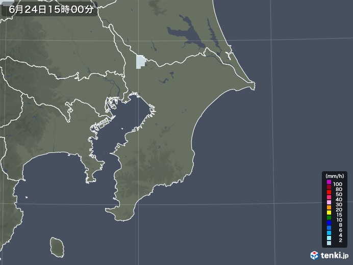 千葉県の雨雲レーダー(2020年06月24日)