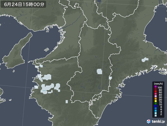 奈良県の雨雲レーダー(2020年06月24日)