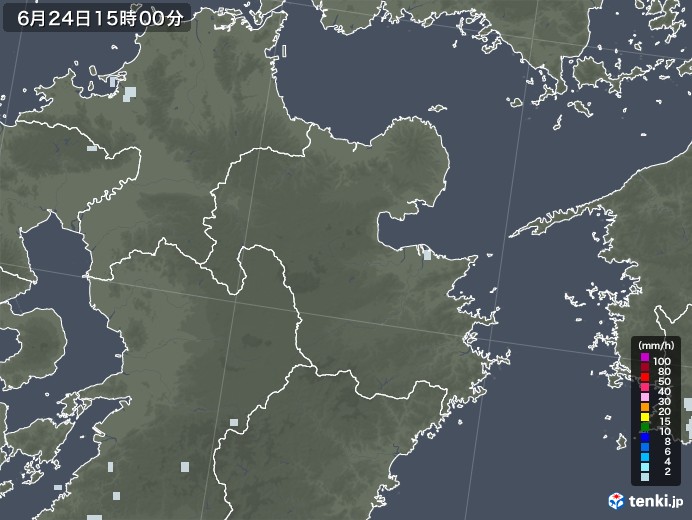 大分県の雨雲レーダー(2020年06月24日)