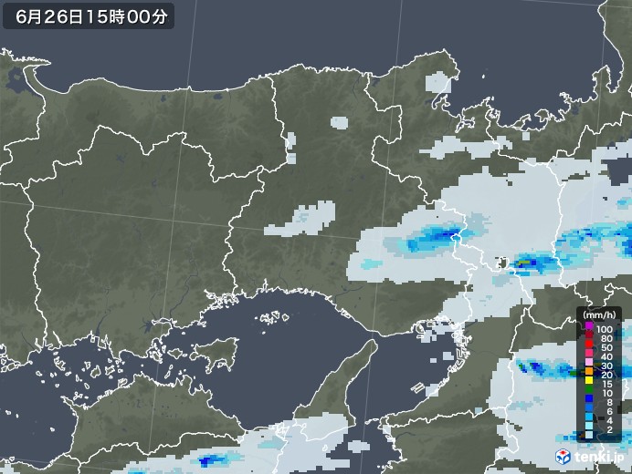 兵庫県の雨雲レーダー(2020年06月26日)