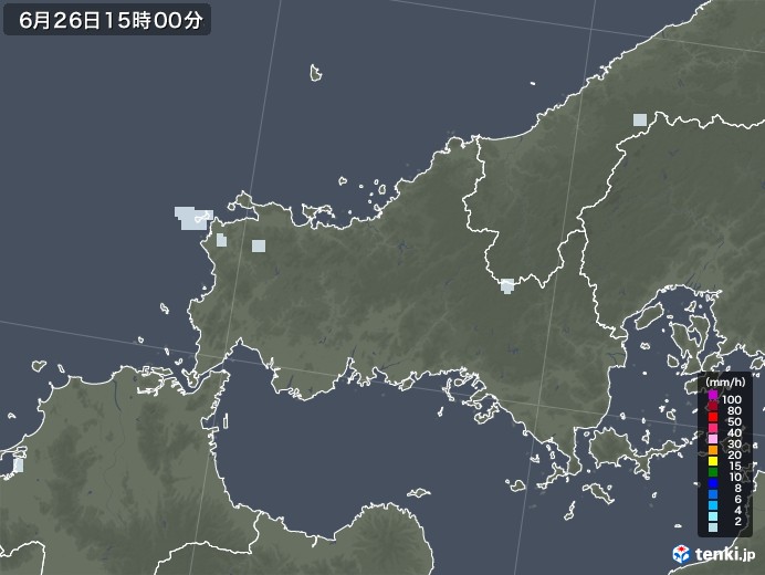 山口県の雨雲レーダー(2020年06月26日)